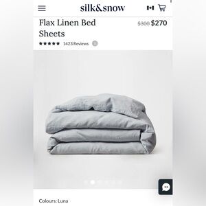 $305 Silk & Snow 100% Flax Linen Duvet Cover, Luna, King